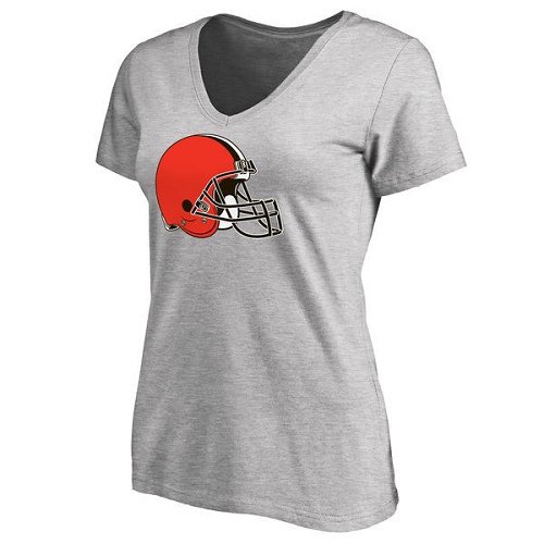 NFL Women's Cleveland Browns Ash Primary Team Logo Slim Fit T-Shirt